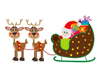 Renifery, Mikołaj, prezenty, paczka, sanie, dzieci, noc, radość, zabawki, zabawa, choinka