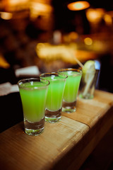 Shots on a bar counter top