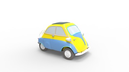 3d rendering of a small micro car isolated in studio background