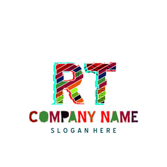  Inital RT colorful modern design template logo