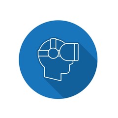 A virtual reality. VR - technology. Vector round icon on a white background.