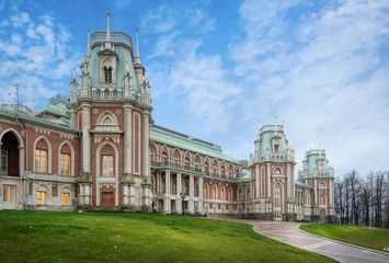Grand Palace of queen Catherine the Great in Tsaritsyno. Tsaritsyno is a palace museum and park...