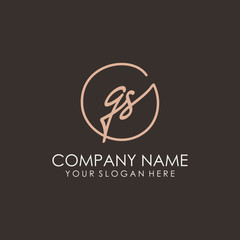 GS initials signature logo. Handwritten vector logo template connected to a circle. Hand drawn Calligraphy lettering Vector illustration.