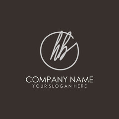 HB initials signature logo. Handwritten vector logo template connected to a circle. Hand drawn Calligraphy lettering Vector illustration.