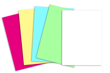 Colourful stack of papers, grouped and layered, easy to edit and move each one in different directions