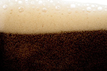 Cola soda splash beverage drink foam bubble in glass texture background