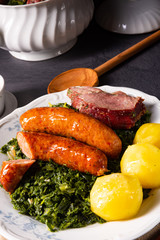 oldenburg kale with pinkel sausage and kassler