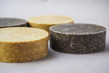 Colorful round solid shampoo bars (zero waste)