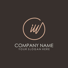 IU initials signature logo. Handwritten vector logo template connected to a circle. Hand drawn Calligraphy lettering Vector illustration.