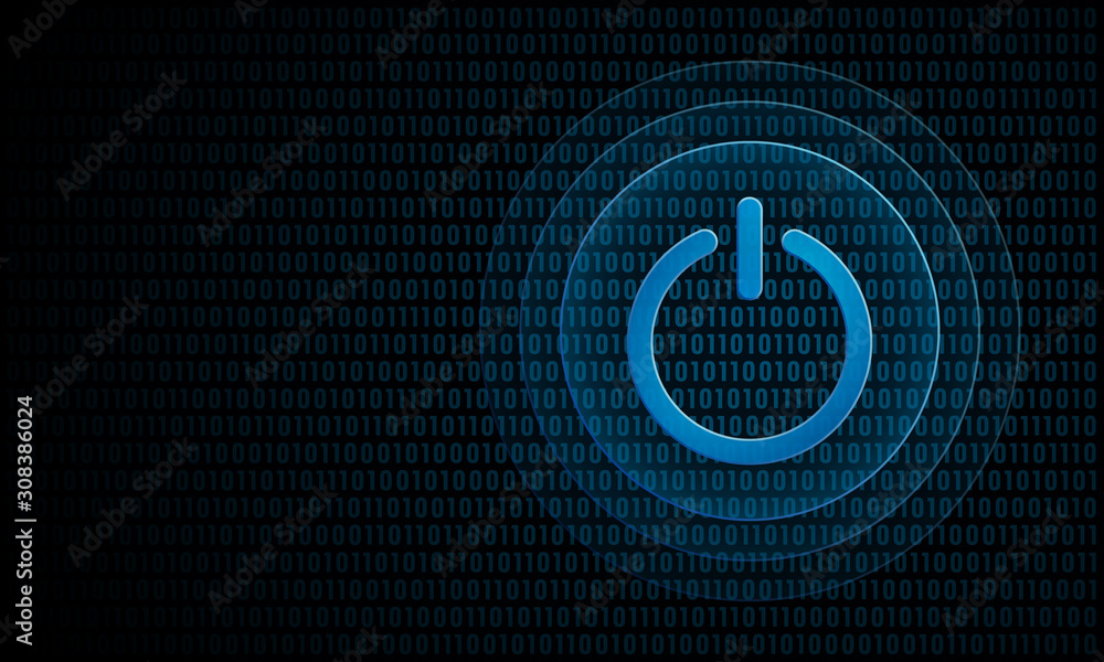 Poster digital power with ripples ''pulse effect'' technology on/off symbol