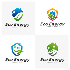 Set of House with Eco Energy Logo Template Design Vector, Emblem, Design Concept, Creative Symbol, Icon