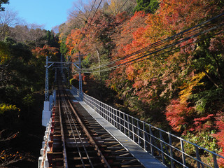 高尾山　ケーブルカー　線路