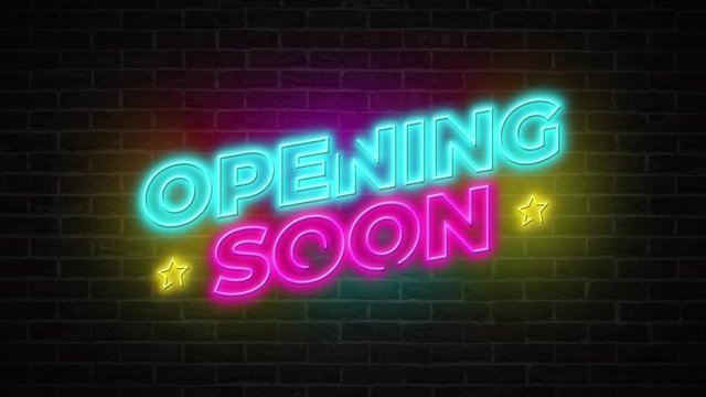 Opening Soon Neon Sign Banner for new coming shop, caffe, store