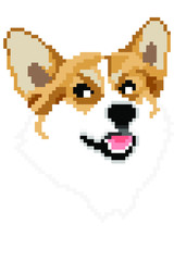 vector pixel art Pembroke Welsh Corgi dog isolated on white background.