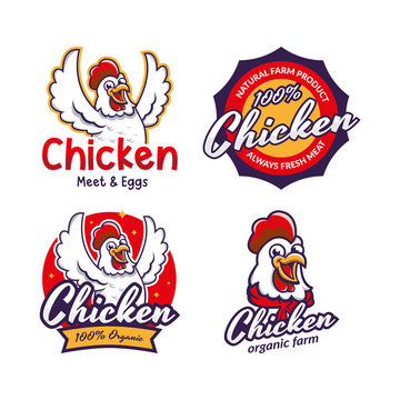 Set of Fried chicken restaurant logo template