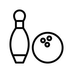 Icon bowling in outline style. vector illustration and editable stroke. Isolated on white background.