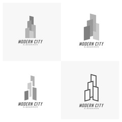 Obraz premium Set of Modern City Logo Design Vector Template, Real estate Logo Concept, Emblem, Design Concept, Creative Symbol, Icon