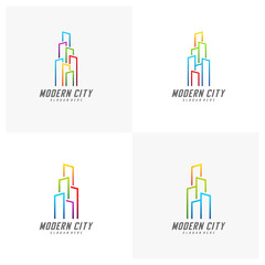 Set of Modern City Logo Design Vector Template, Real estate Logo Concept, Emblem, Design Concept, Creative Symbol, Icon