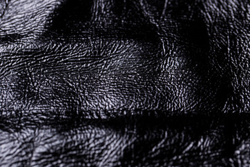 Close-up of a black leather texture background.