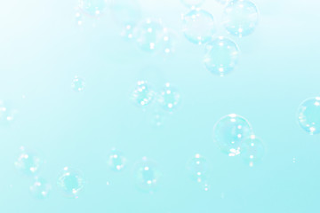 Bright of soap bubbles float in the air