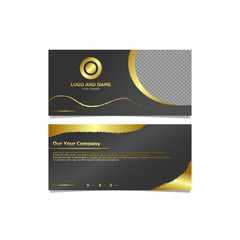 Naklejka na ściany i meble Business card templates with a minimalist and modern design style. Gold color theme. Suitable for all project needs such as company profile, brochures, proposals, annual reports and advertisements.