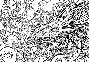 Fototapeta premium The head of a snarling dragon