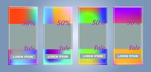 Set of creative social media banners stories for online shopping. Trendy vector sale and discount backgrounds