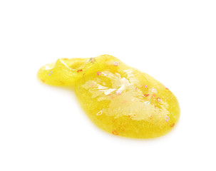 Yellow slime isolated on white. Antistress toy