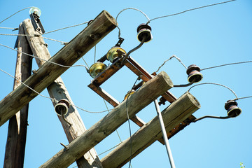 high voltage power tower, isolation of power lines, dividers, overhead power line, electrical...