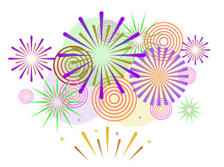 Colorful fireworks. Celebration fire firework. Vector illustration