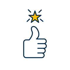 quality rating icon with star on white background