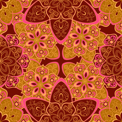         Bright colorful combination of abstract flowers in a seamless pattern