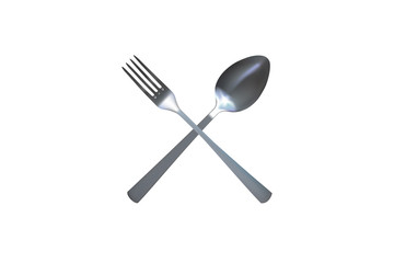 Realistic spoon and fork.