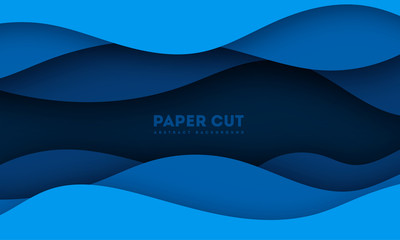 Paper cut background. Abstract realistic papercut decoration textured with cardboard wavy layers. 3d topography relief. Carving art. Vector illustration. Cover layout material design template. eps 10