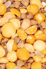 Peas, buckwheat and rice as a background