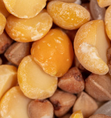 Peas, buckwheat and rice as a background