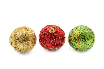 Christmas and New Year`s ball of shiny color on a white background