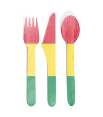 Eco friendly wooden cutlery - Plastic free concept - Flag of Bolivia