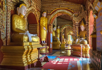 Interior of Thanboddhay pagoda, unique temple housing over 500000 images of the Buddha, Monywa, Myanmar