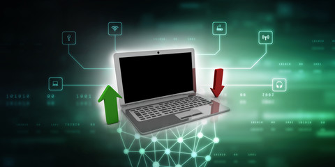 3d illustration uploading downloading arrow