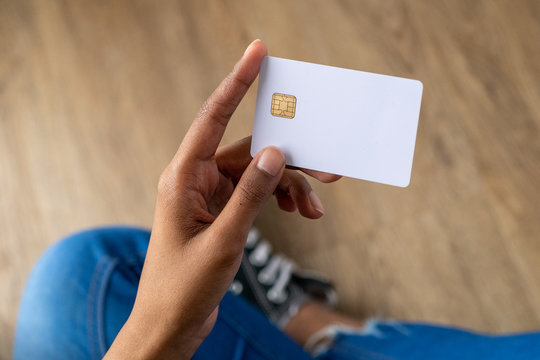 Black Card In Womans Hand Stock Photo - Download Image Now - Black