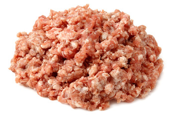 Mince. Ground meat isolated on white background.