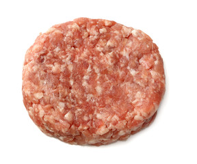 Mince. Ground meat isolated on white background. Top view