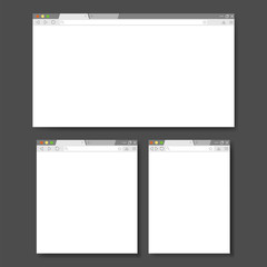 Set of Flat blank browser windows for different devices isolated on white background. Vector illustration.