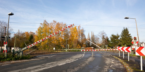 Bahnschranke, Dortmund, Nordrhein-Westfalen, Deutschland, Europa