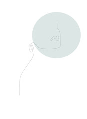 Abstract Woman face one line drawing. Portrait minimalist style. vector illustration 
