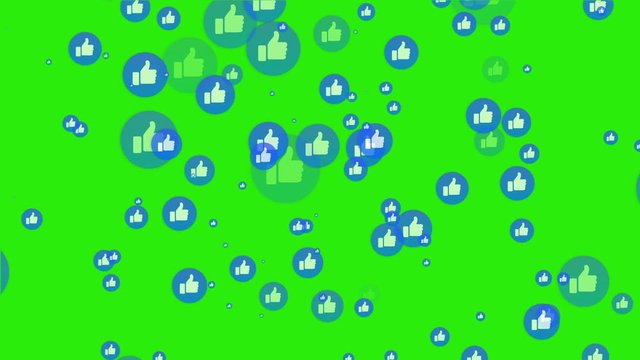 Like button on green screen when streaming or live stream, social media icon Like Facebook live style animation at color background. Social media Facebook new style live react emotion icon animated