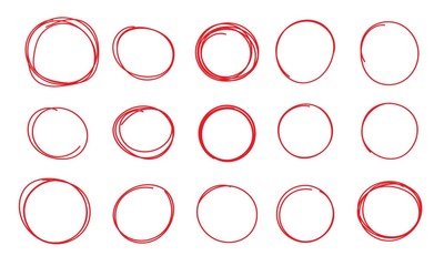 Hand drawn circle set. Sketched circles for design elements. Doodle marker line