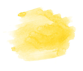 Naklejka na ściany i meble Color Yellow watercolor background. Watercolor stain with color shades paint stroke background splash texture.