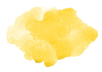 Yellow abstract watercolor art hand paint background. Artistic hand drawing on white paper.